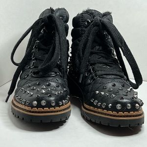 1111. Sam Edelman Bren Quilted Studded Black Nylon Boots